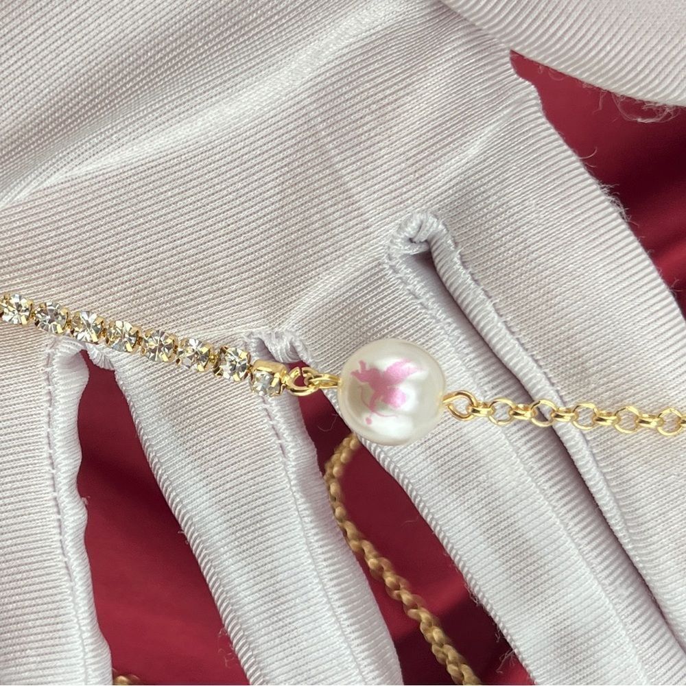 Betsey Johnson Red Heart Pearl and Rhinestone Necklace - Picture 7 of 10